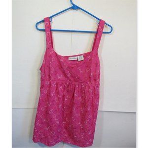 Cottagecore Maternity Top Sz X Large Solid Pink W/ Floral Embroider V-Neck